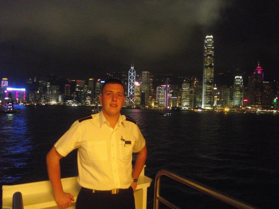 James on the bridge wing in Hong Kong