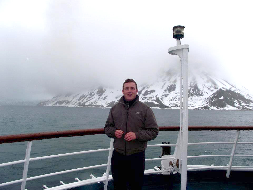 James on board and very cold in the Norwegian fjords
