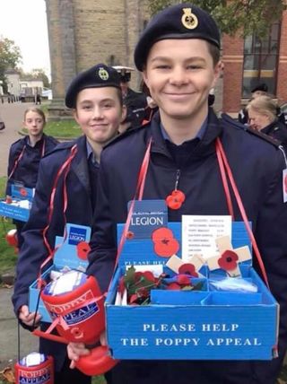 Cadets selling poppies