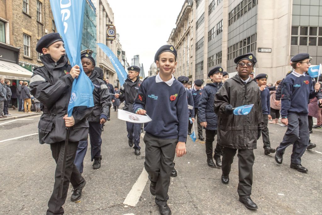 Junior sea cadets parade through London