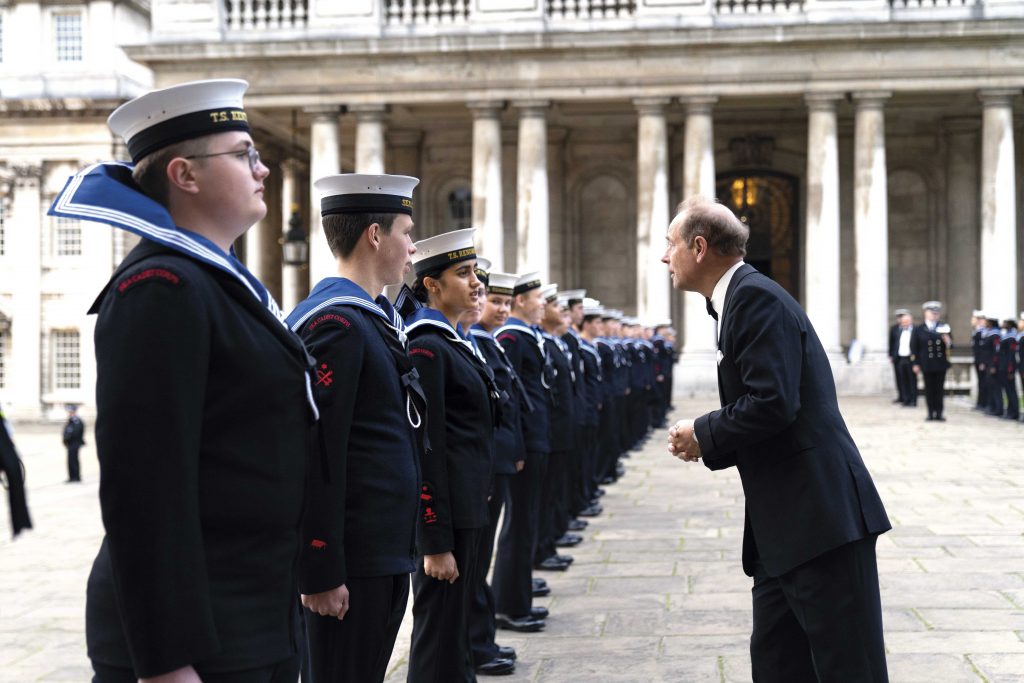 Special guest HRH The Earl  of Wessex talks to cadets