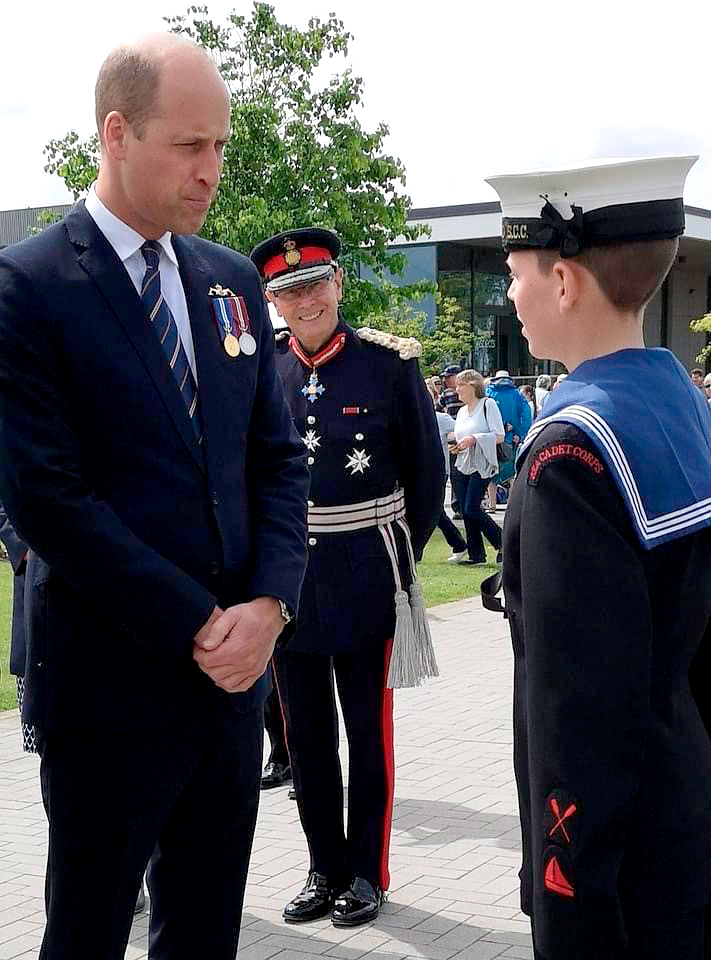 Prince William talks to cadets at the memorial unveiling
