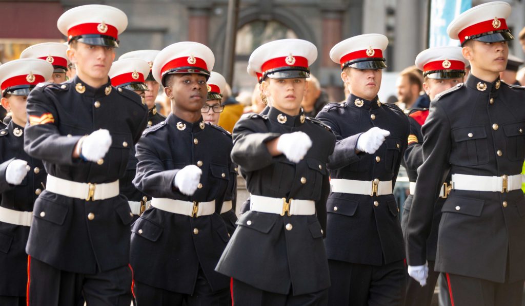 Cadets marching on Trafalgar Day