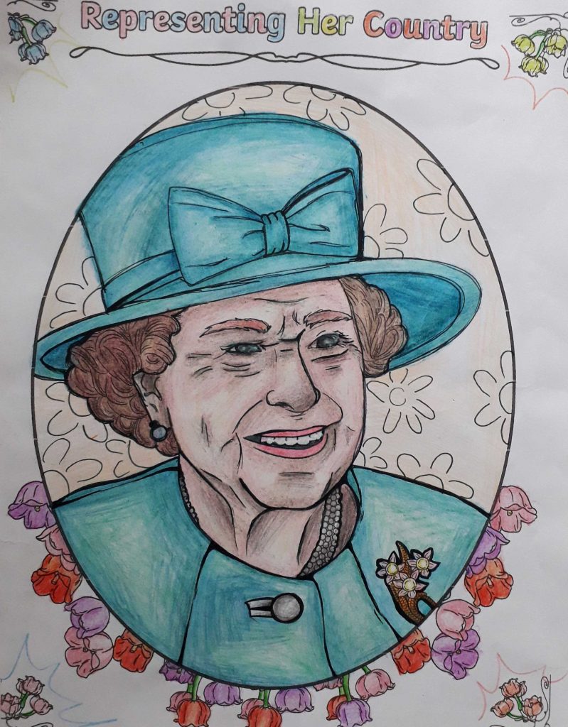 A cadet's drawing of the queen