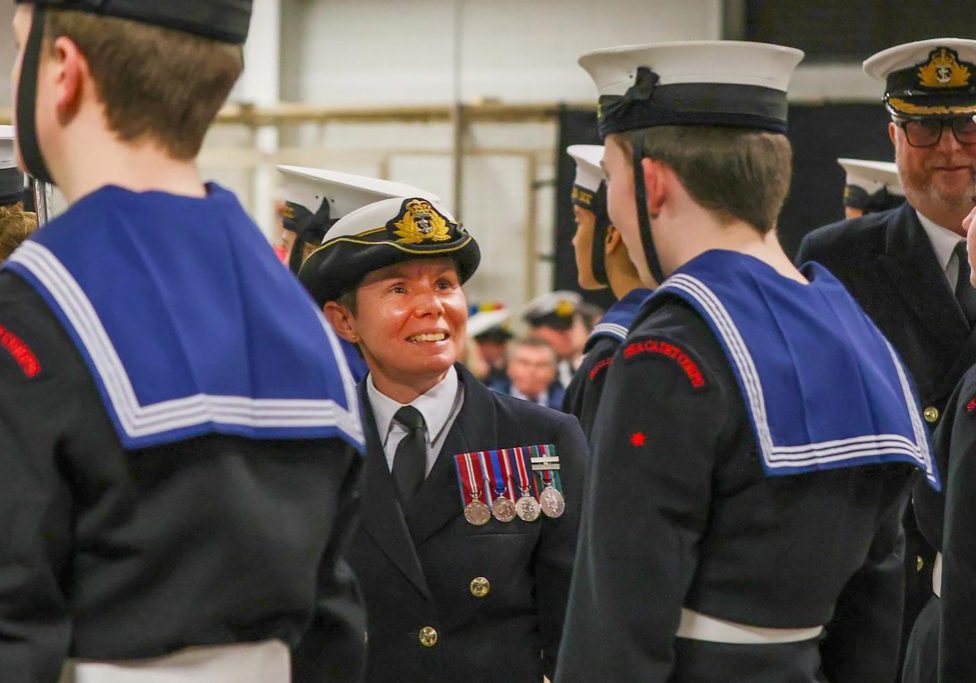 Captain Hannah meeting cadets in Lisburn