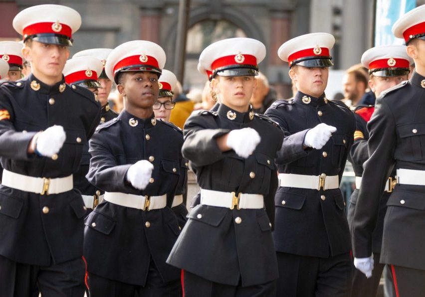 Cadets marching on Trafalgar Day