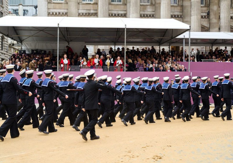 Marching past the Lady Mayor of London