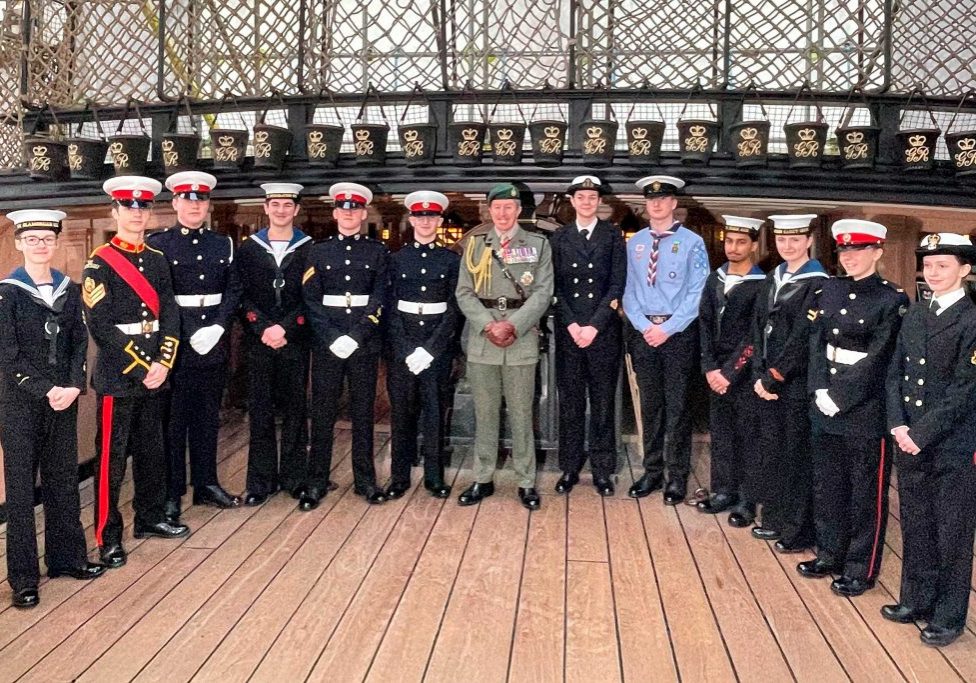 The First Sea Lord with his 2026 cadets onboard HMS Victory